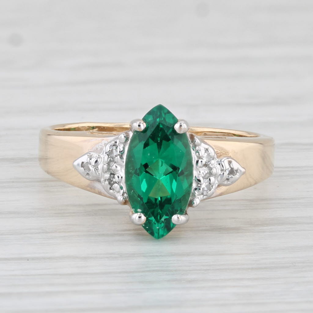 Light Gray 1.03ctw Marquise Lab Created Emerald Diamond Ring 14k Yellow Gold Size 5