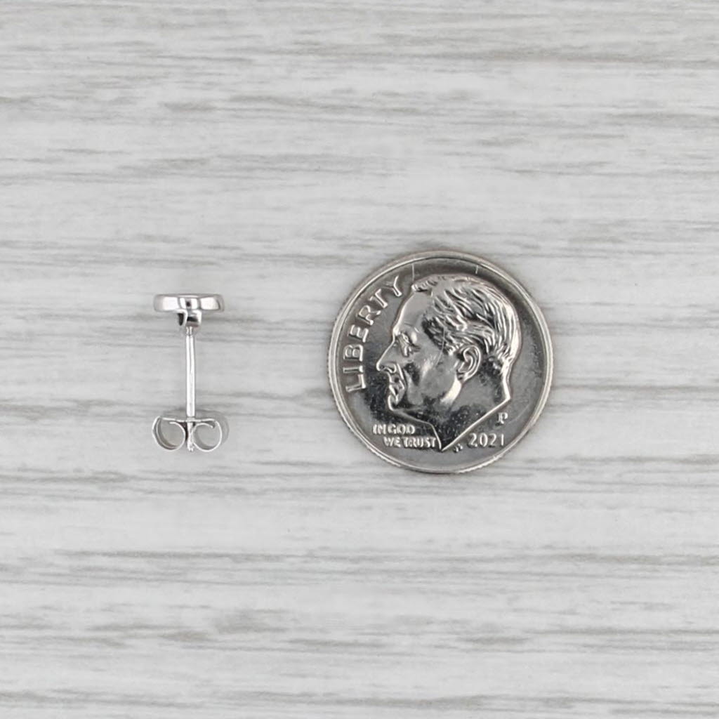 Single Diamond Solitaire Stud Earring 14k White Gold Bezel Set Round Stud