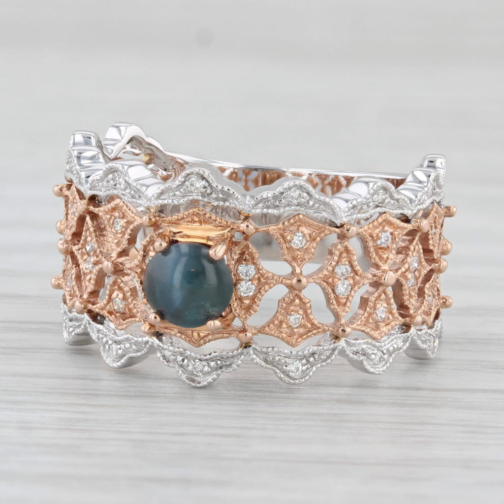 Light Gray New Blue Cat's Eye Alexandrite Diamond Ring 14k Gold Ring Sz 8.75 Cocktail Band