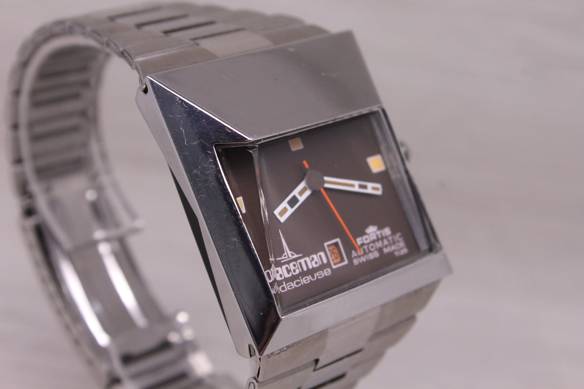 Spaceman Audacieuse Mens 38mm Automatic Swiss Watch Date Fortis Steel TK25