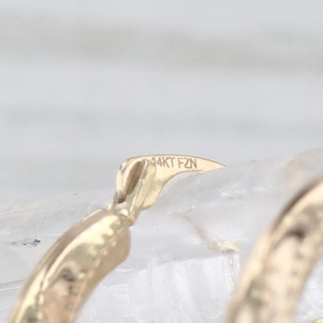 Round Twist Hoop Earrings 14k Yellow Gold Pierced Snap Top Hoops