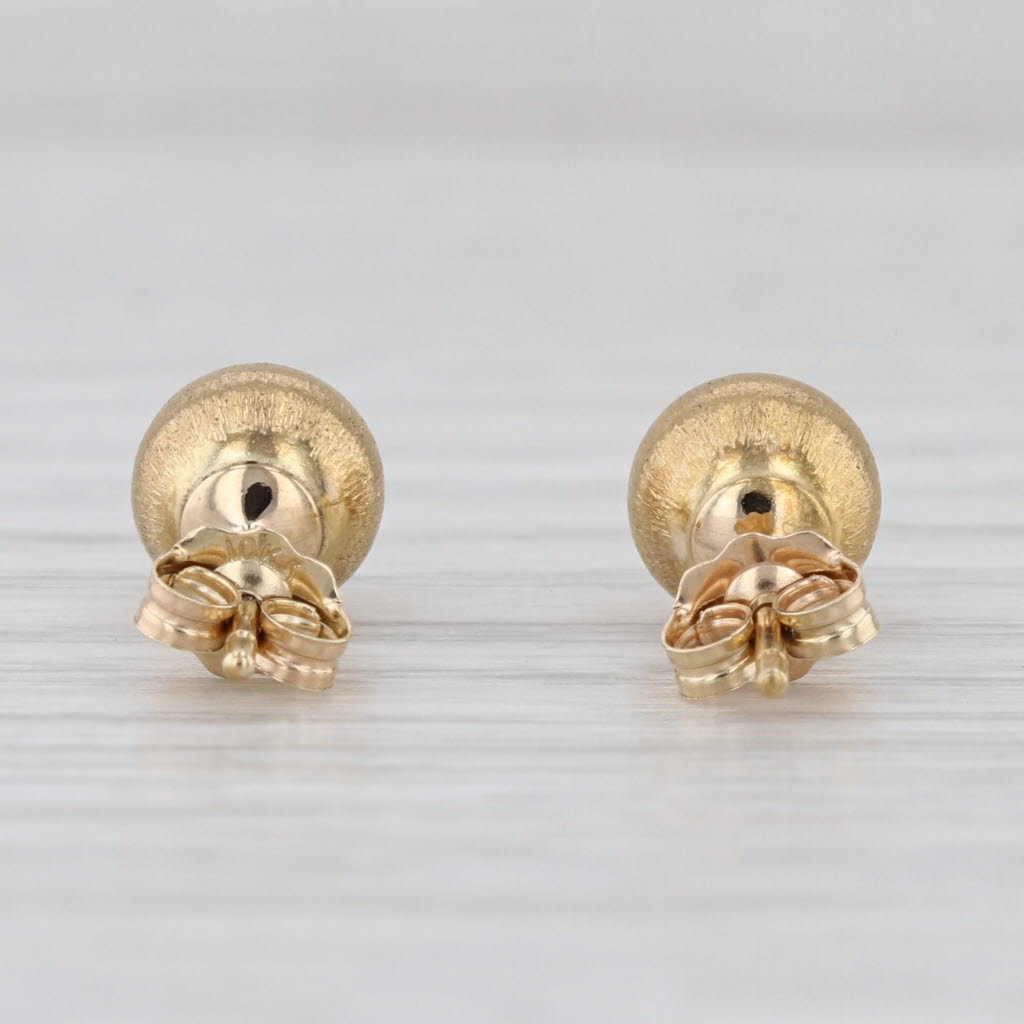 Brushed Bead Stud Earrings 10k Yellow Gold 6.8mm