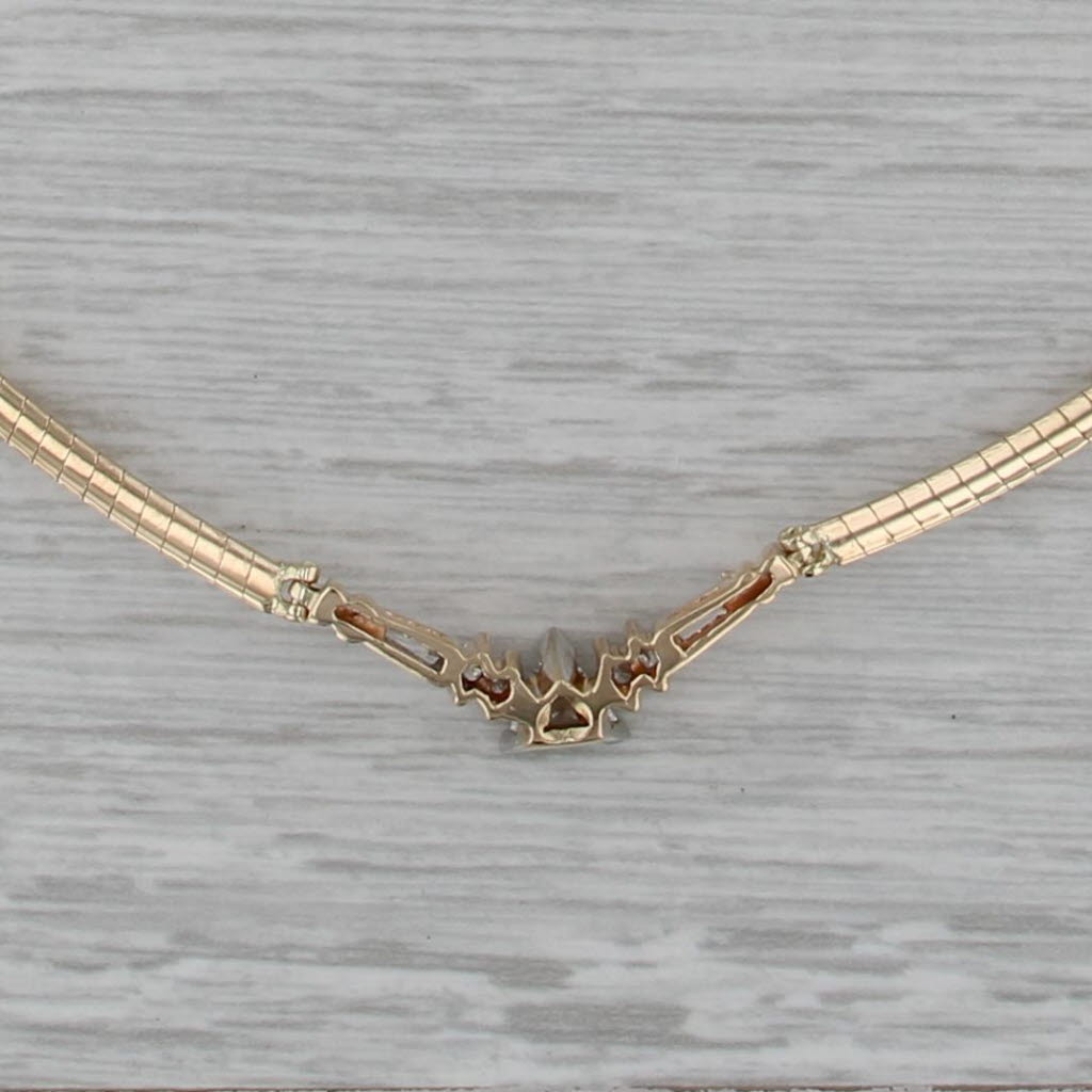0.90ctw Trillion Diamond V Omega Chain Necklace 14k Yellow Gold 16.75"