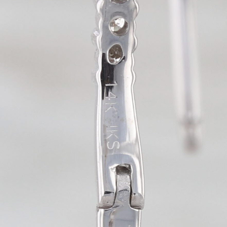 1.04ctw Diamond Inside Out Hoop Earrings 14k White Gold Snap Top Round Hoops