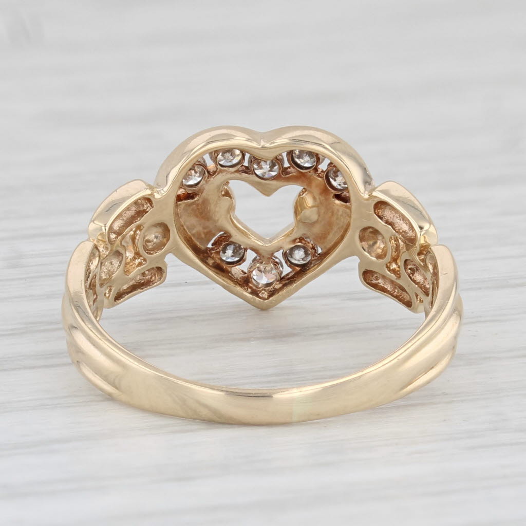 Light Gray 0.15ctw Diamond Heart Ring 14k Yellow Gold Size 7.25