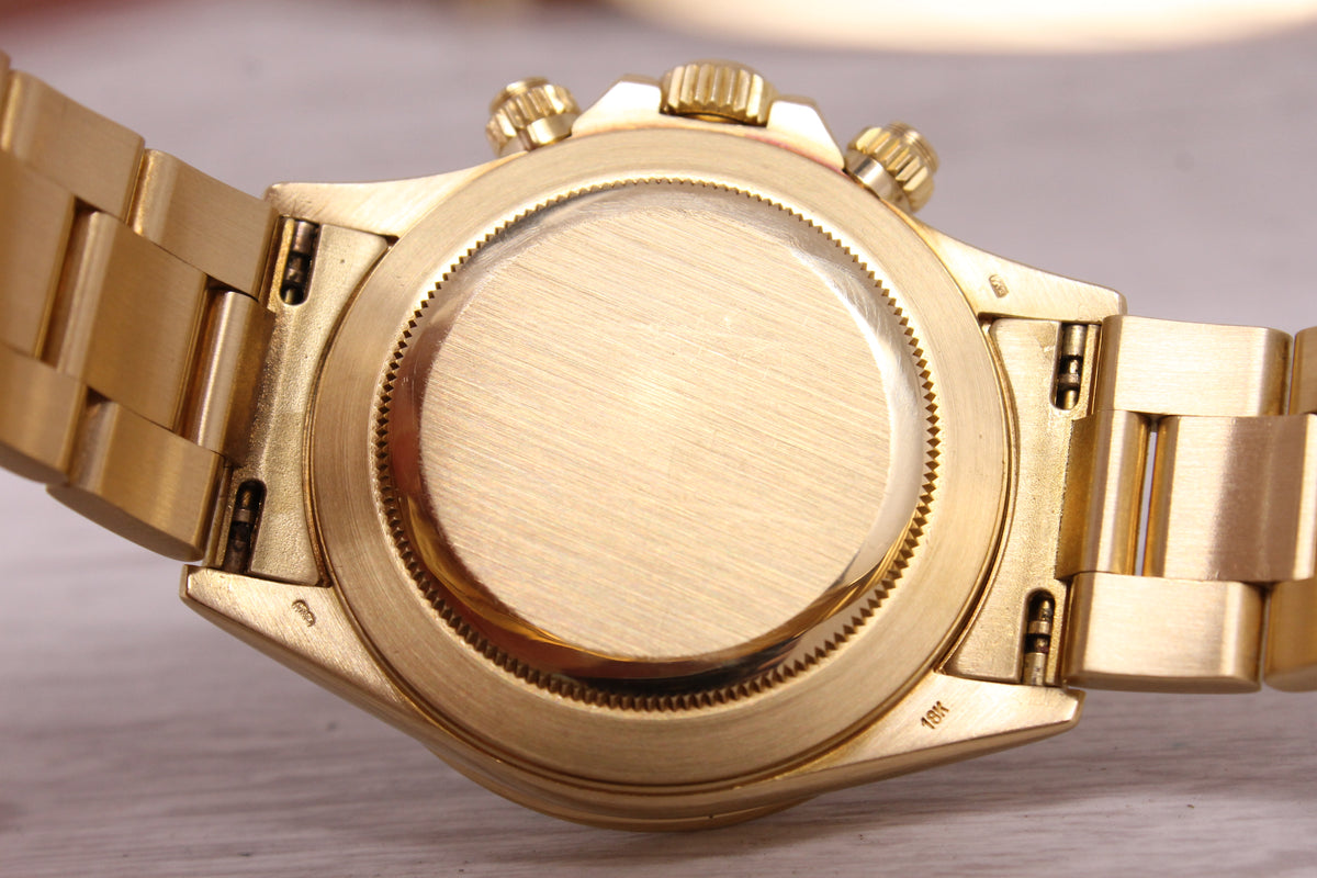 Vintage 1990 Rolex Daytona 16528 18k Gold Chronograph Watch Box Papers Tag