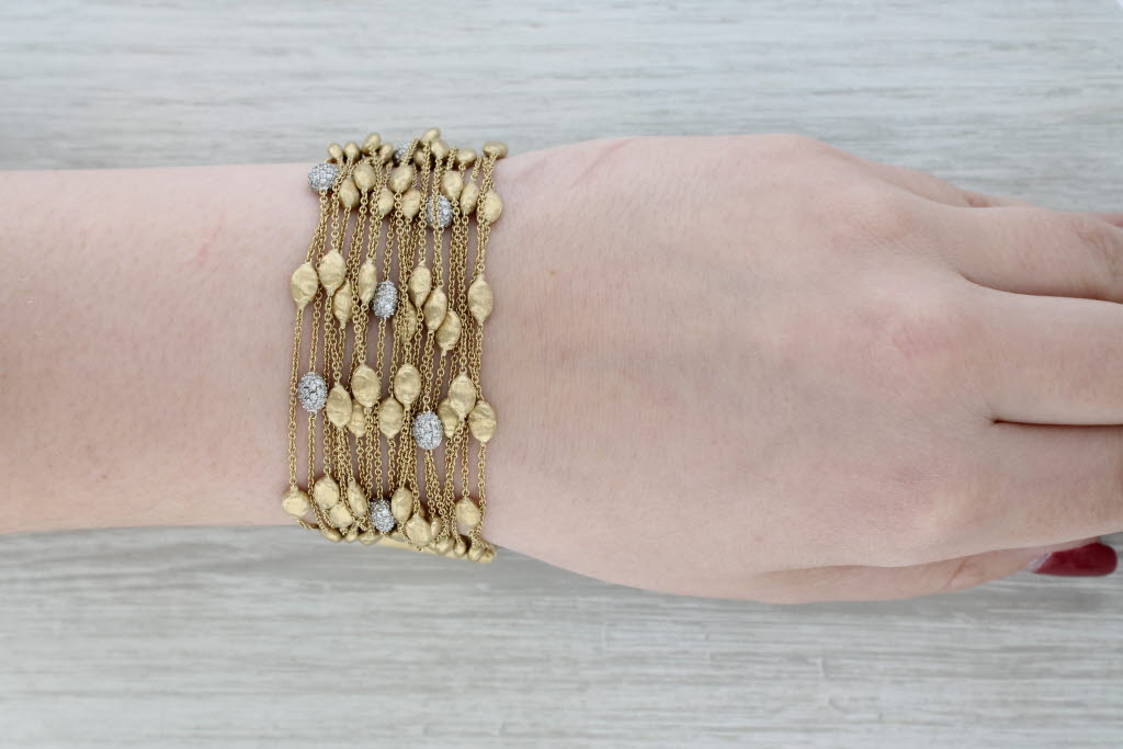 Gray Marco Bicego Sivilgia 20 Row 1.05ctw Diamond Bracelet 18k Yellow Gold 6.5"