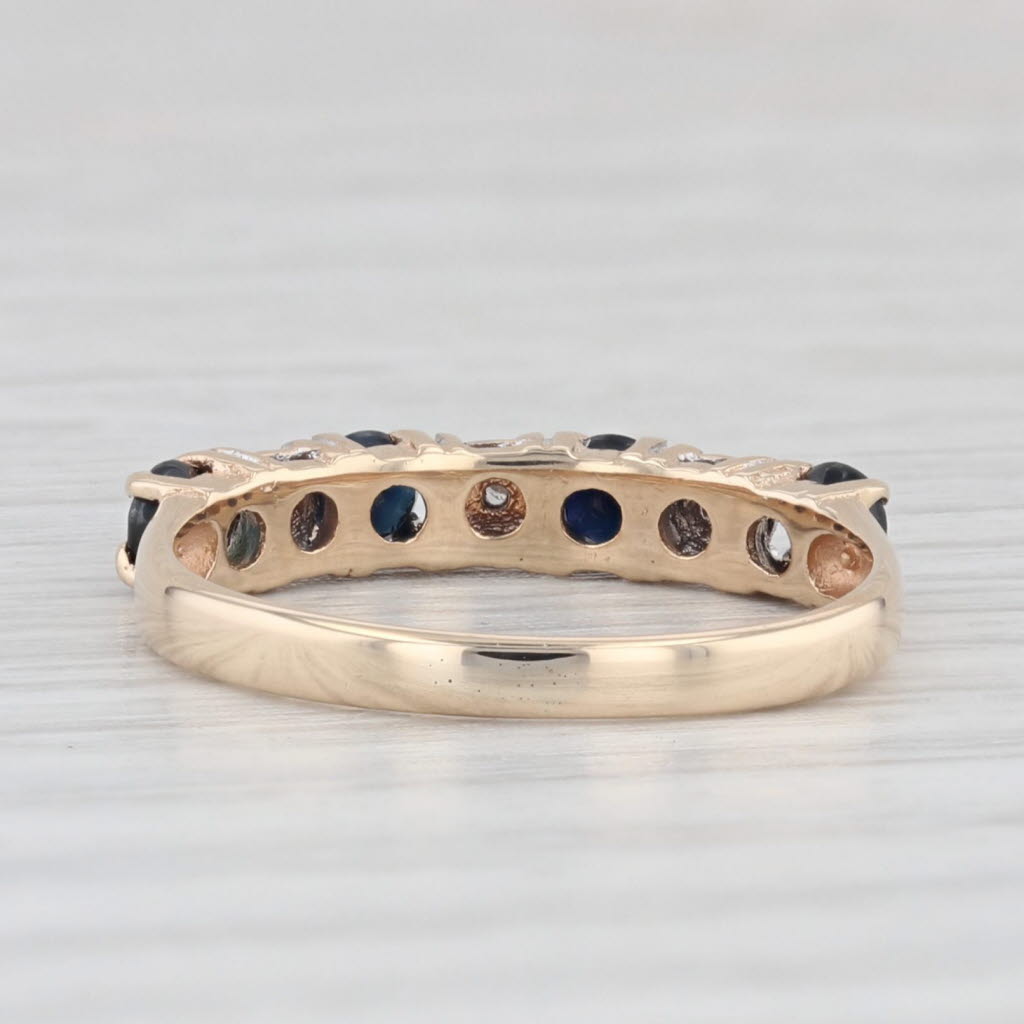 Light Gray Blue Sapphire Diamond Stackable Ring 10k Yellow Gold Size 4.75