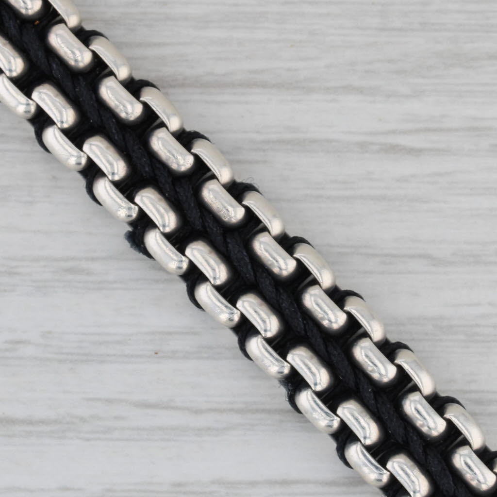 Gray David Yurman Woven Nylon Box Chain Bracelet Sterling Silver 8" 9.5mm