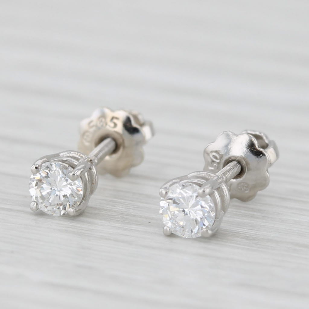 Light Gray 0.30ctw Diamond Solitaire Stud Earrings 950 Platinum Pierced Screw Back