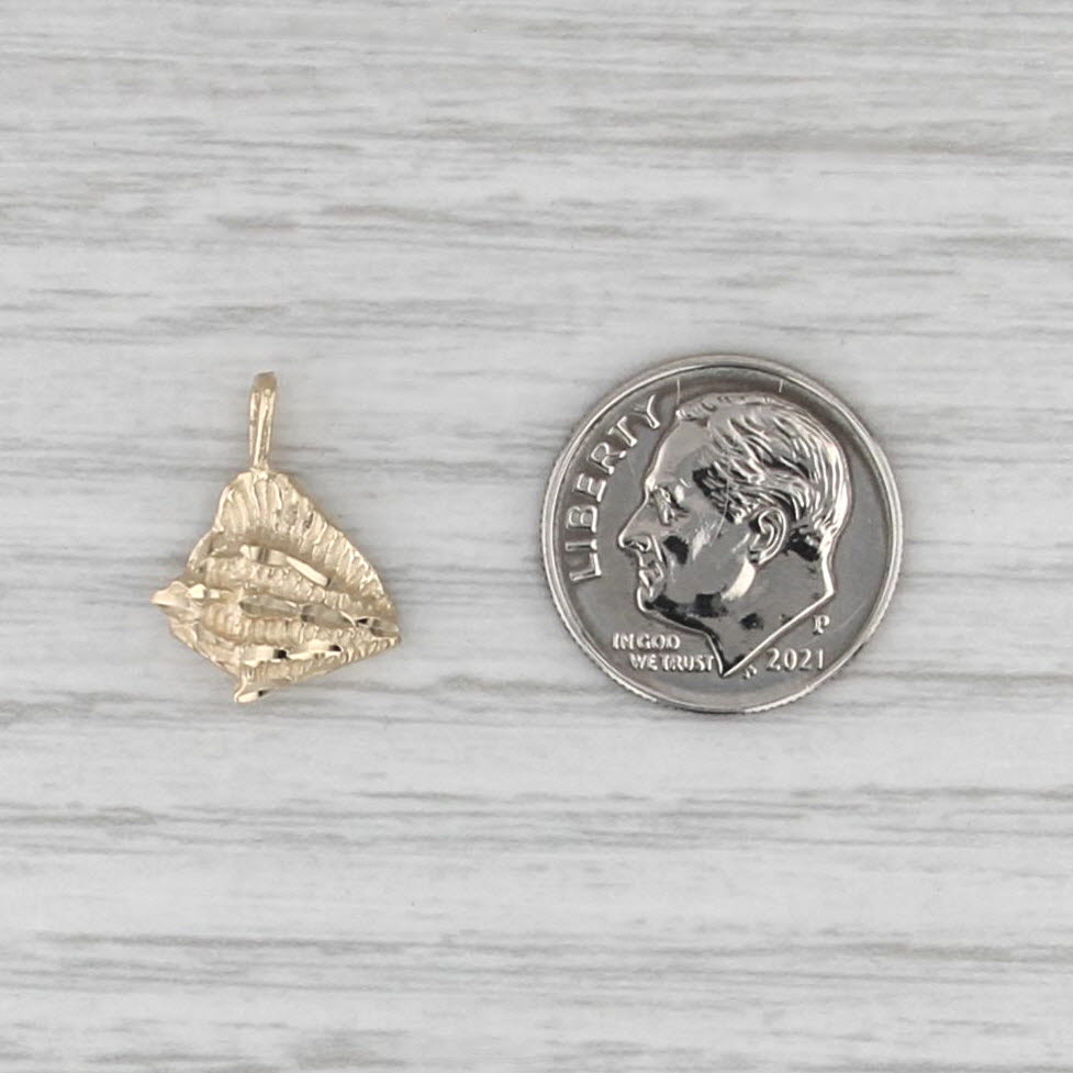Conch Shell Charm 14k Yellow Gold Small Nautical Drop Pendant