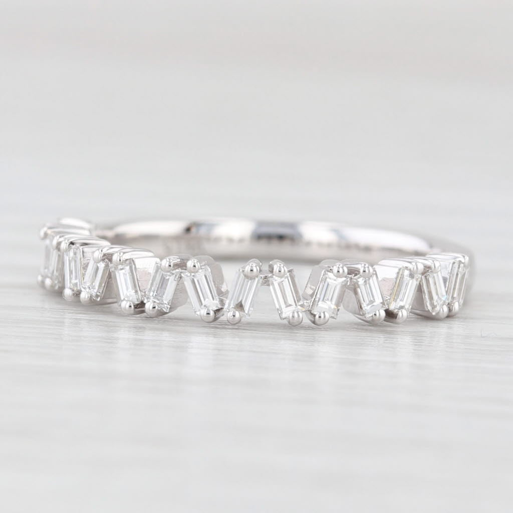 Light Gray New 0.35tw Diamond Wedding Band 14k White Gold Stackable Anniversary Ring 6.5