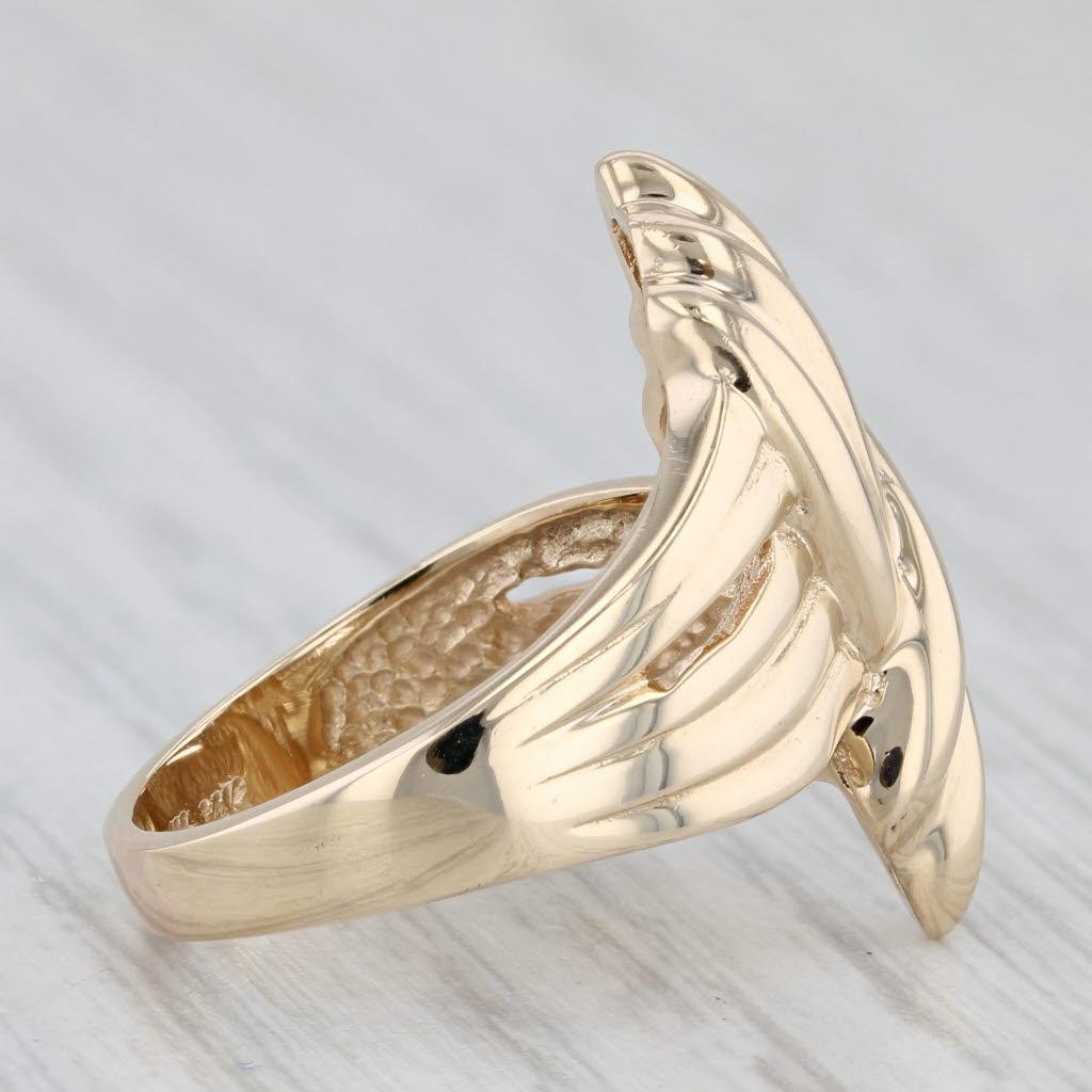 Light Gray Knot Work Bypass Ring 14k Yellow Gold Size 5.5