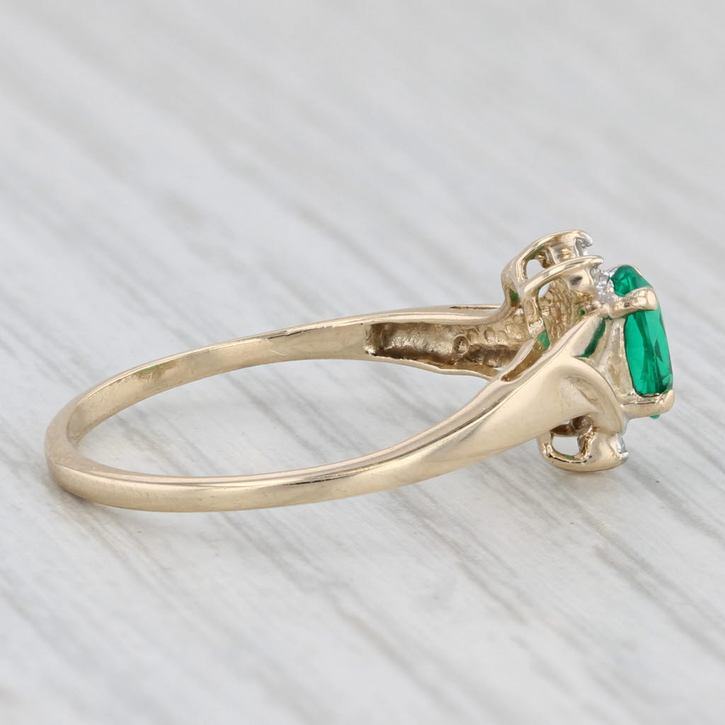 Light Gray 0.70ct Oval Lab Created Emerald Diamond Ring 10k Yellow Gold Size 7