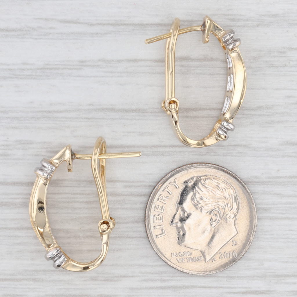 Light Gray 0.40ctw Diamond J-Hook Drop Earrings 14k Yellow White Gold Omega Backs