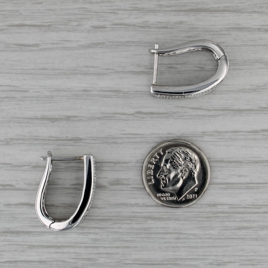 2.50ctw Pave Diamond Oval Hoop Earrings 14k White Gold Snap Top Hoops