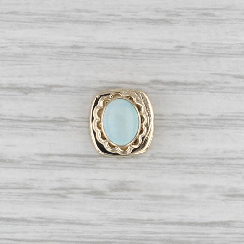 Vintage Opal Slide Bracelet Charm 14k Yellow Gold Oval Cabochon Solitaire