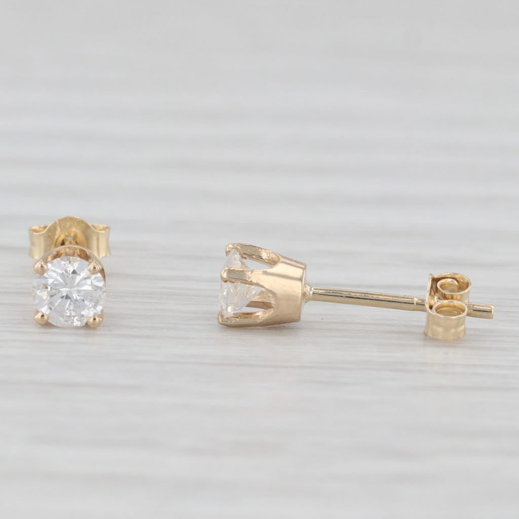 Light Gray 0.40ctw Round Solitaire Stud Earrings 14k Yellow Gold