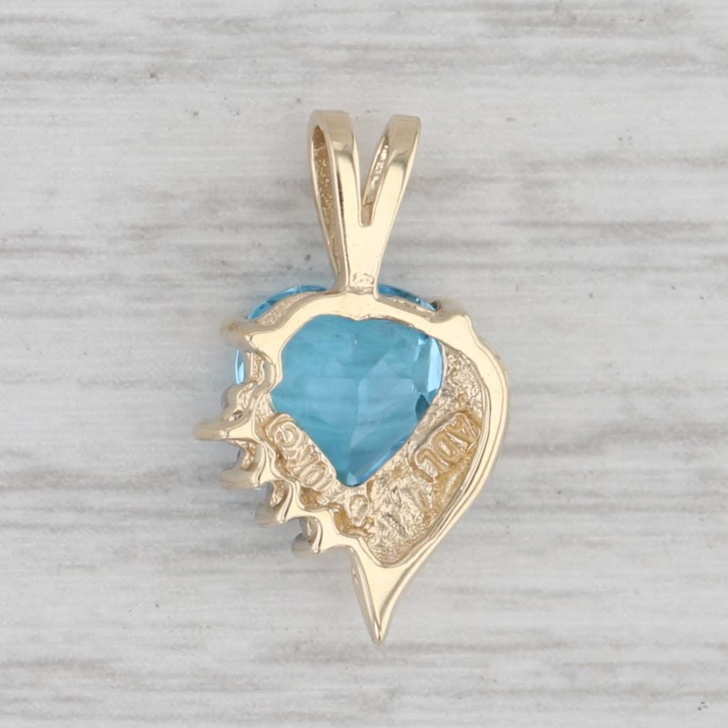 Gray 1.20ct Blue Topaz Heart Pendant 10k Yellow Gold Diamond Accents