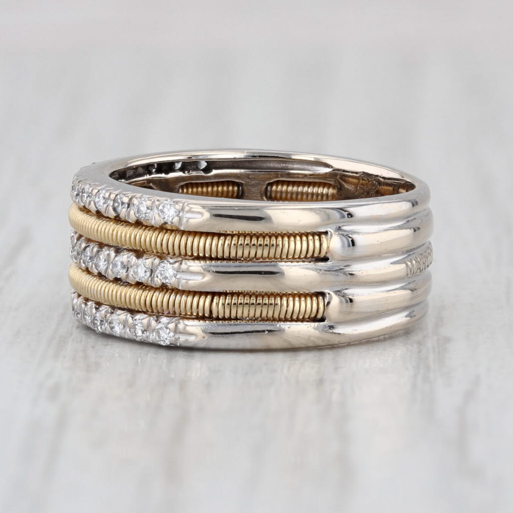 Marco Bicego 0.38ctw Multirow Diamond Stacked Bands Ring 18k Gold Size 5