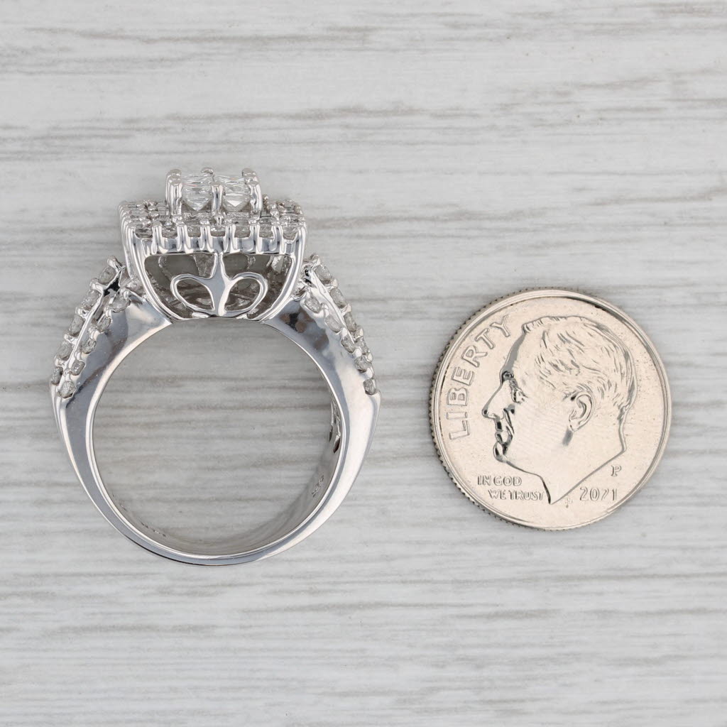 Gray 3ctw Princess Diamond Halo Engagement Ring 14k White Gold Size 6.75