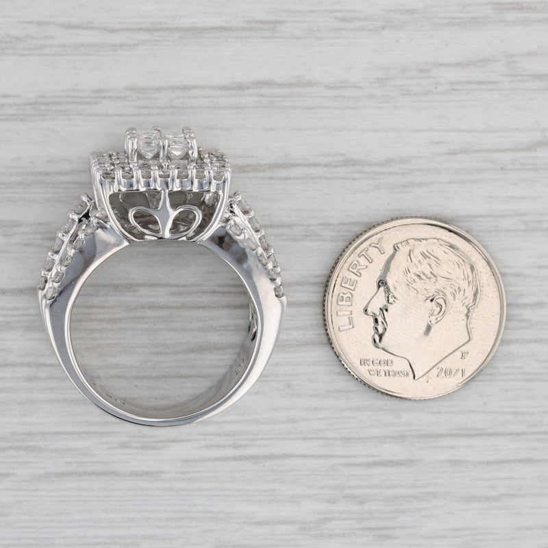 Gray 3ctw Princess Diamond Halo Engagement Ring 14k White Gold Size 6.75