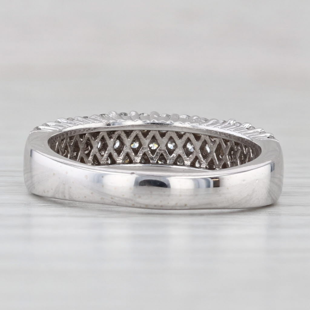 Light Gray 1.25ctw Pave Diamond Ring 14k White Gold Size 8.5 Wedding Anniversary Band