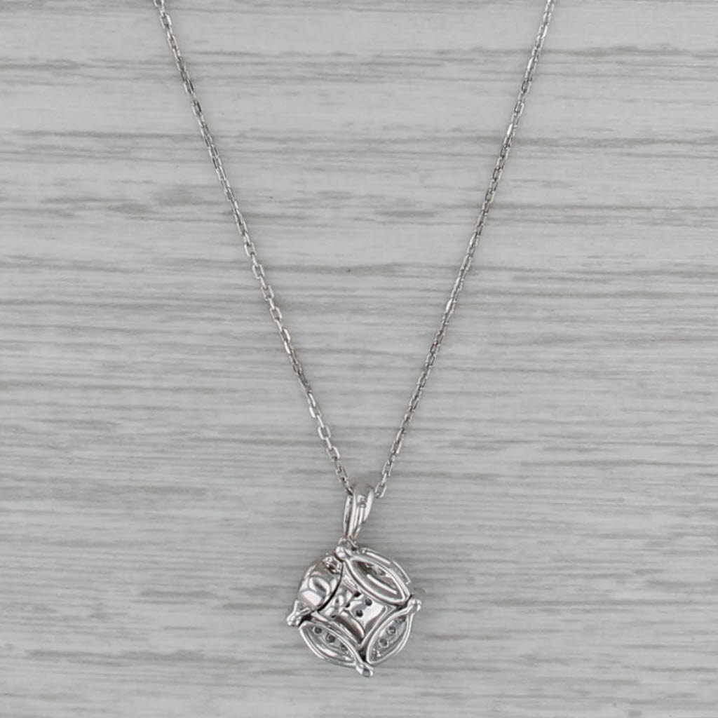 Convertible 0.14ctw Diamond Pendant Necklace 14k White Gold 18" Cable Chain