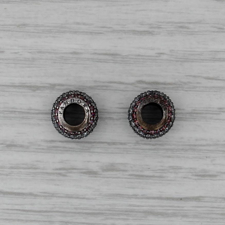 Pandora Red Nautical Pave Lights 791172CZR Sterling Silver 2 Charms w/ Box