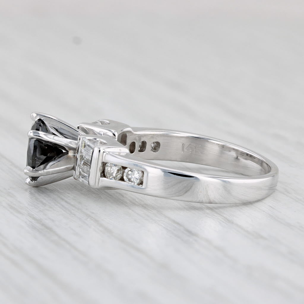 Light Gray 1.83ctw Black White Diamond Ring 14k White Gold Size 7 Engagement