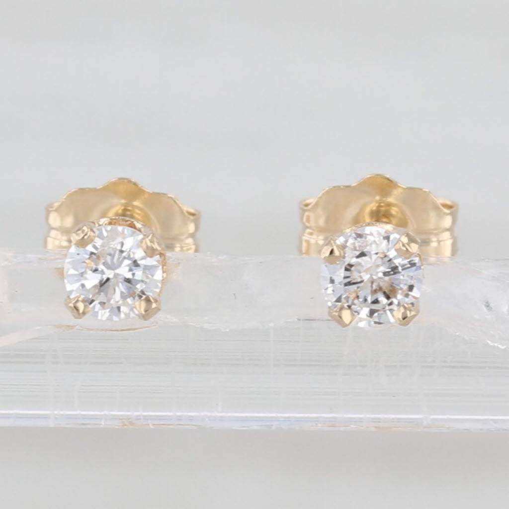 0.22ctw Diamond Stud Earrings 14k Yellow Gold Round Solitaire Studs