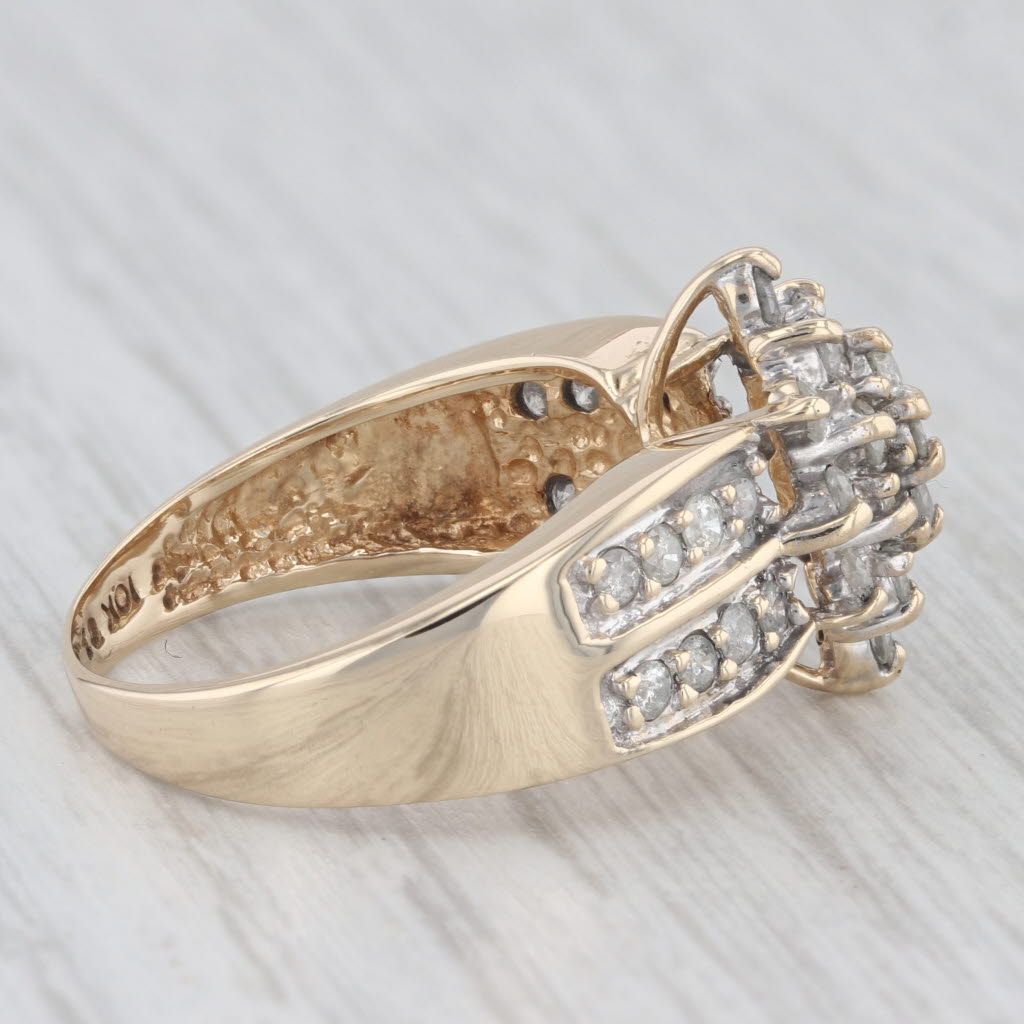 Light Gray 0.80ctw Diamond Cluster Ring 10k Yellow Gold Size 7.25