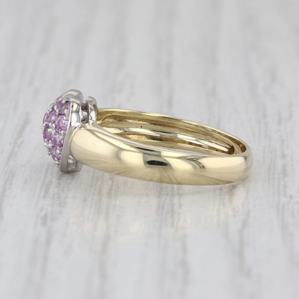 0.46ctw Pink Sapphire Pave Heart Cluster Ring 14k Yellow White Gold Size 6.75-7