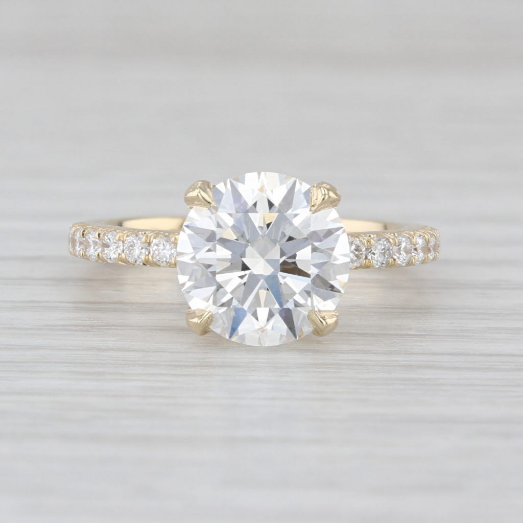 New IGI 3.51ctw Round Lab Grown Diamond Engagement Ring 14k Yellow Gold Size 6