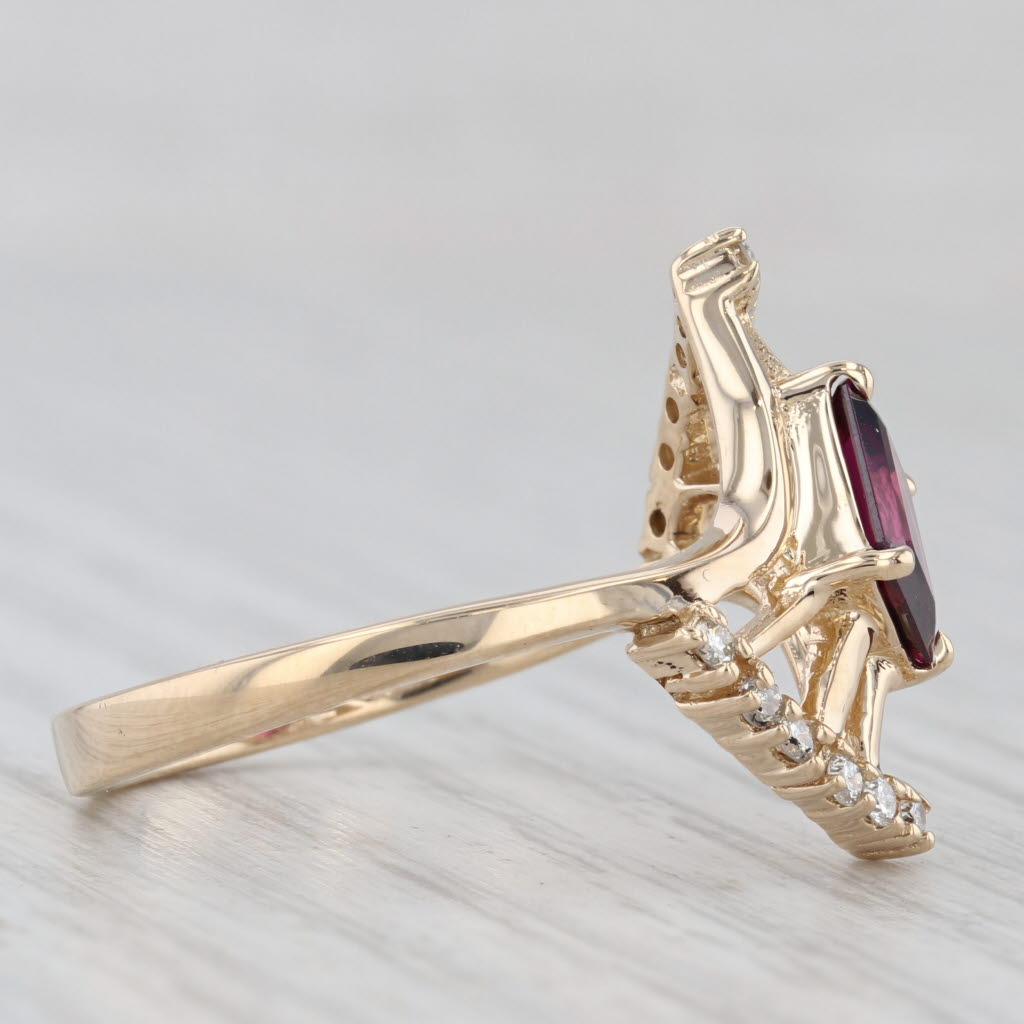 1.73ctw Rhodolite Garnet Diamond Bypass Ring 14k Yellow Gold Size 9.75