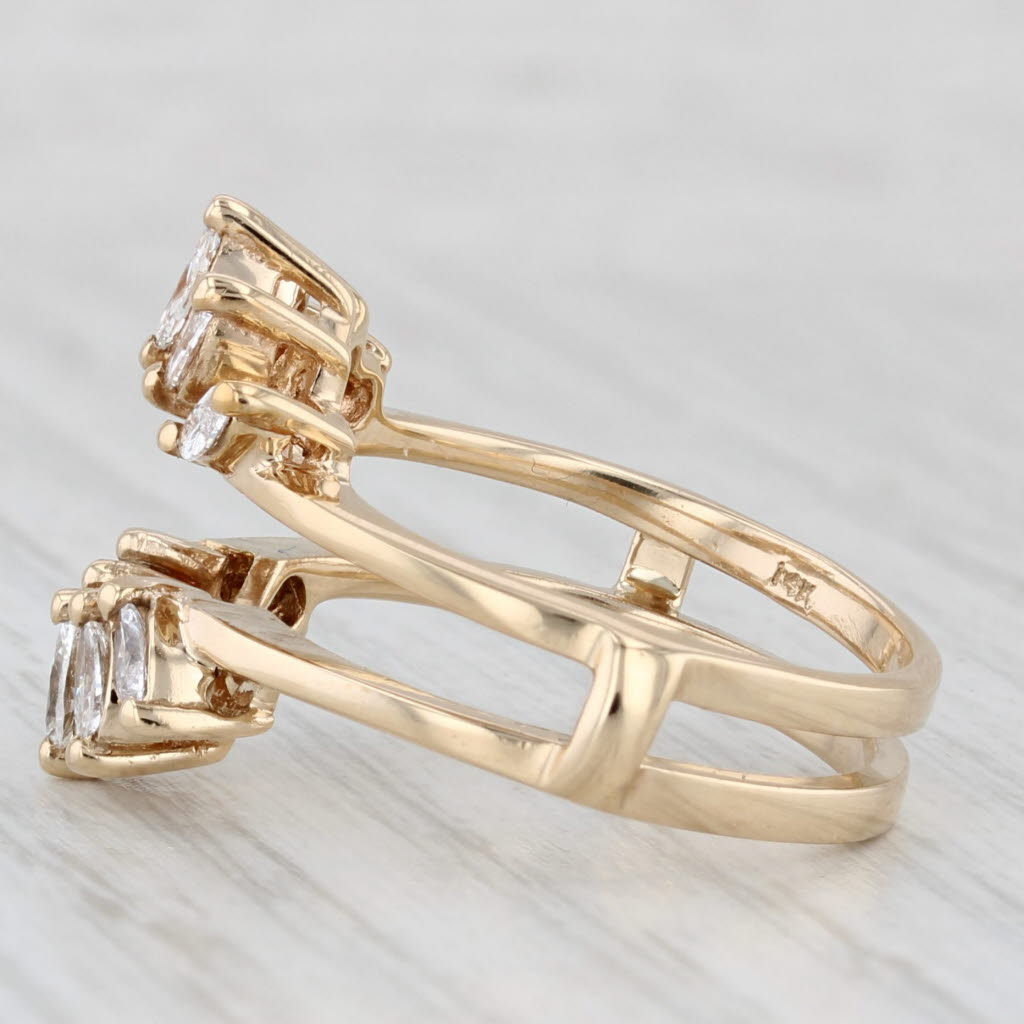 Light Gray 0.60ctw Diamond Ring Jacket Wrap 14k Yellow Gold Size 7.75 Wedding Band