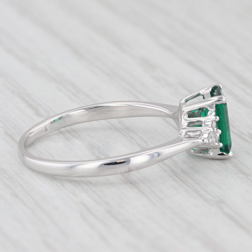 Light Gray 0.81 ctw Emerald Diamond 10K White Gold Ring Size 7 Engagement