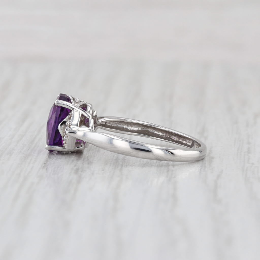 2.68ctw Lab Created Purple Sapphire Diamond Ring 10k White Gold Size 7