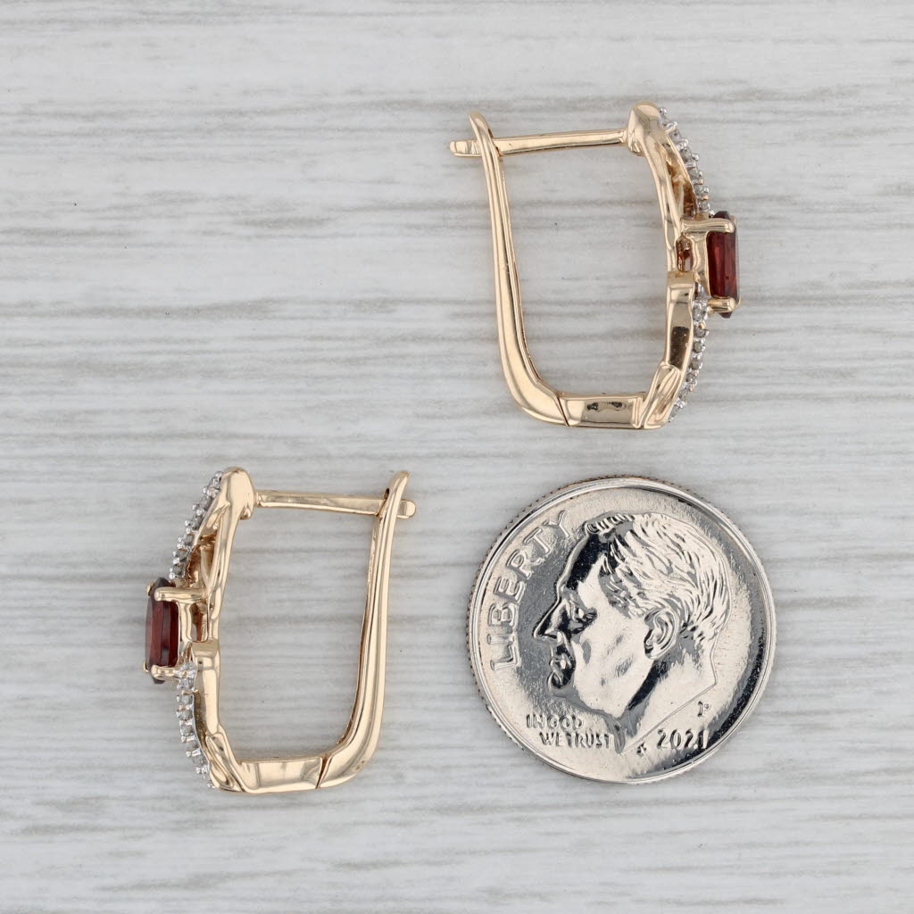 Gray 1.38ctw Garnet Diamond Earrings 10k Yellow Gold Lever Back Drops