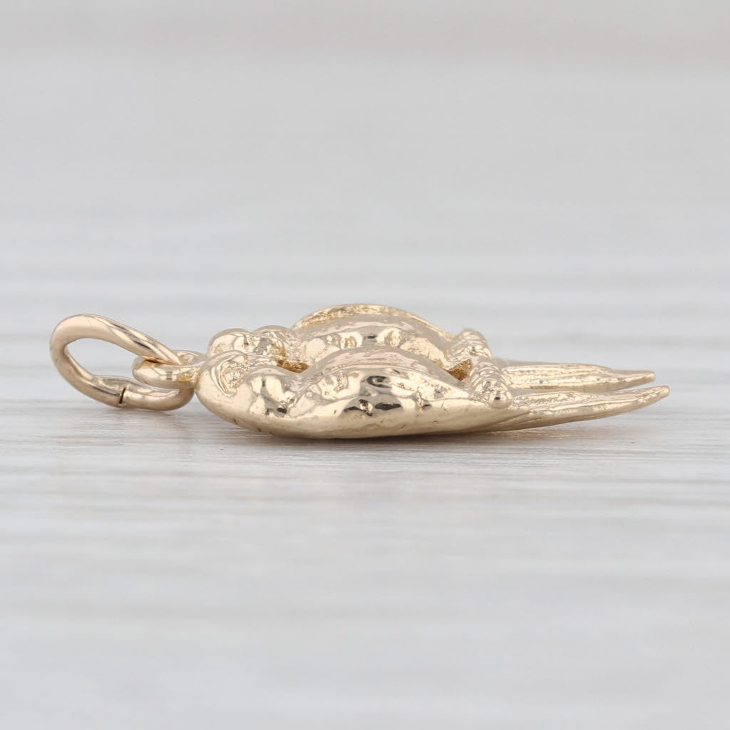 Vintage Love Birds Charm 14k Yellow Gold Pendant