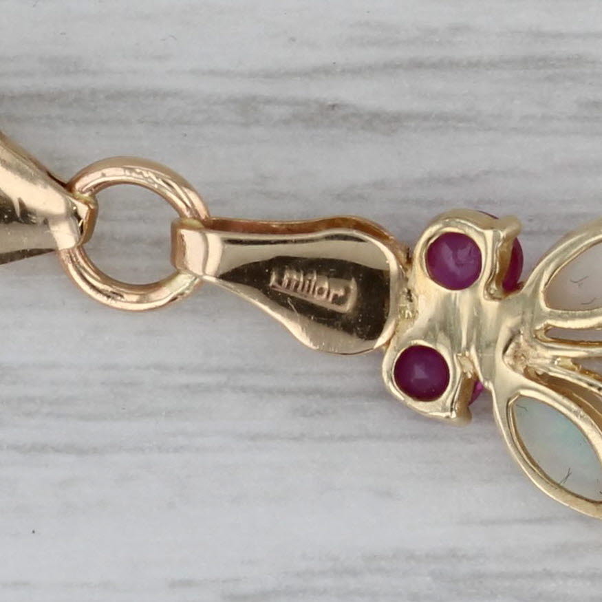 Opal Ruby Butterfly Bracelet 14k Yellow Gold 6.75" 10.1mm Milor Italy