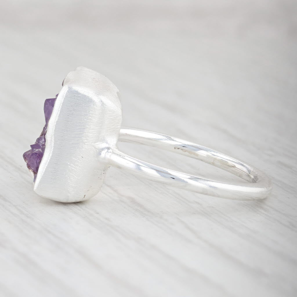 New Nina Wynn Amethyst Druzy Ring Sterling Silver Size 7 Statement