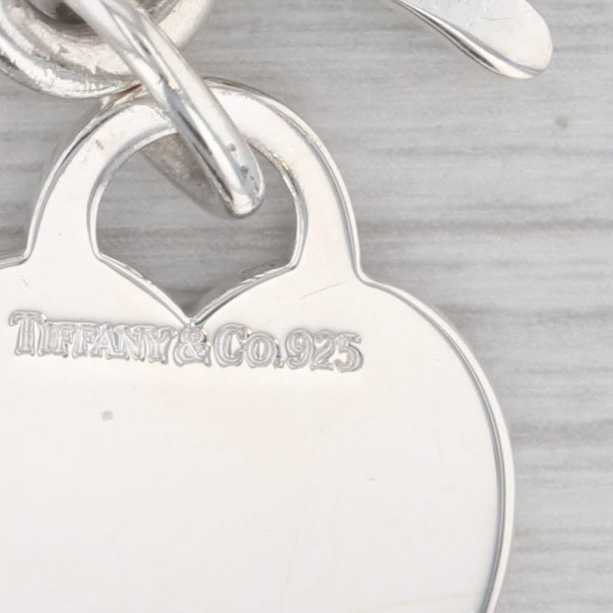 Light Gray Tiffany & Co Heart ID Tag Charm Bracelet Sterling Silver 7" Cable Chain