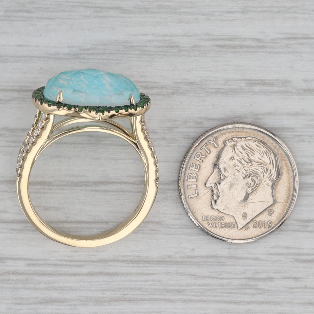 Gray New Doves by Doron Paloma Amazonite Tsavorite Ring 14k Yellow Gold Size 6.75
