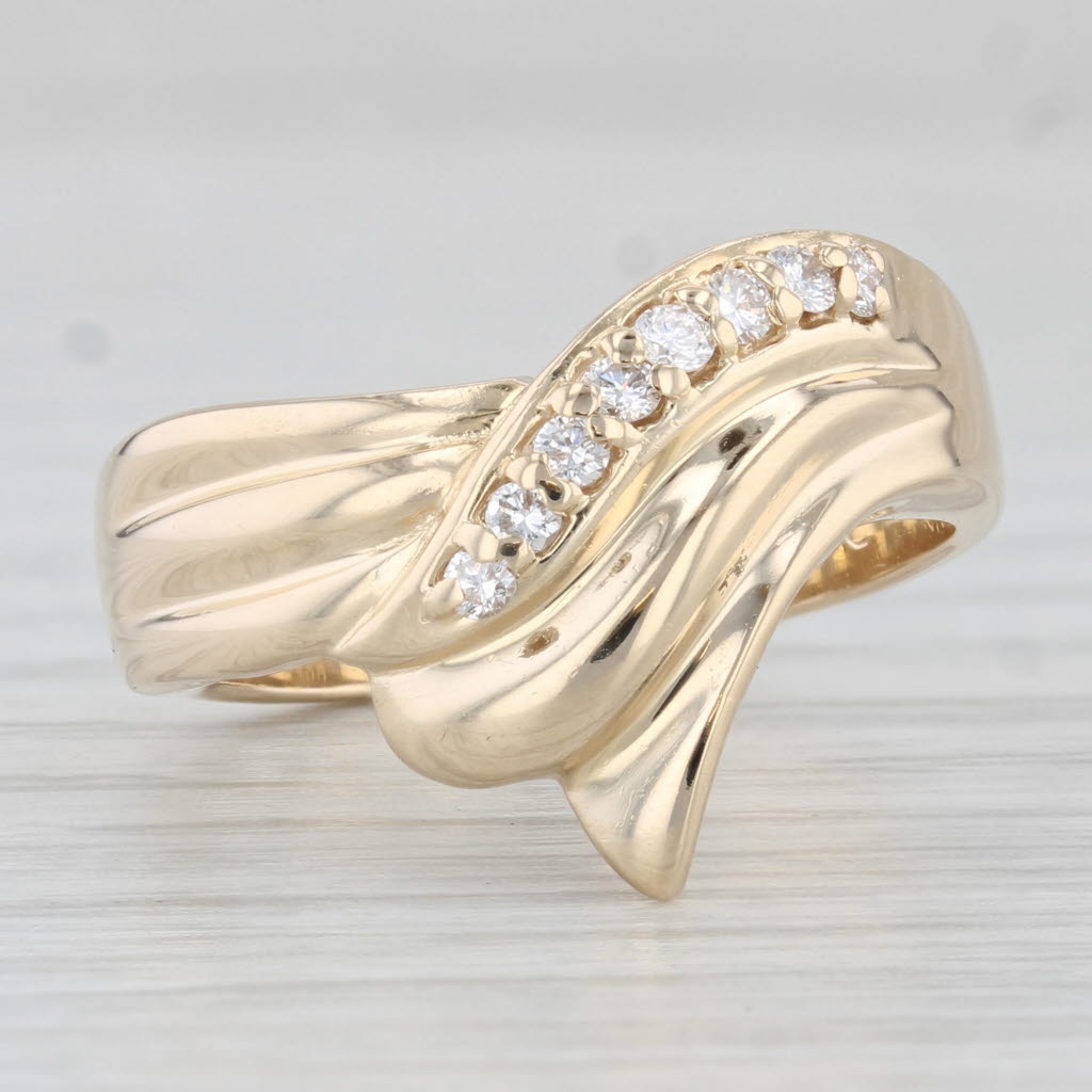 Light Gray 0.15ctw Diamond Bypass Ring 14k Yellow Gold Size 6.75