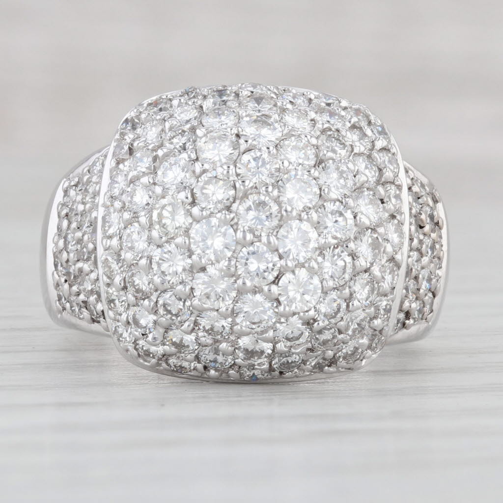 Light Gray 2.40ctw Diamond Cluster Ring 18k White Gold Size 6.75-7 Cocktail