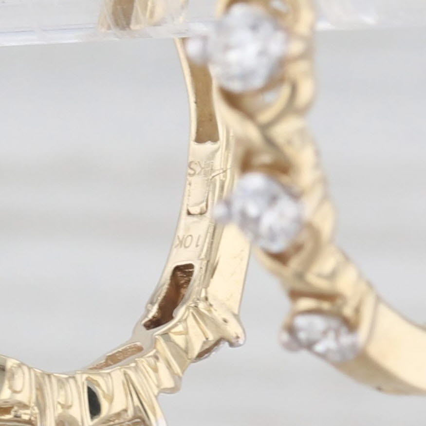 Light Gray 0.40ctw Diamond Hinged Hoop Earrings 10k Yellow Gold Snap Top Round Hoops