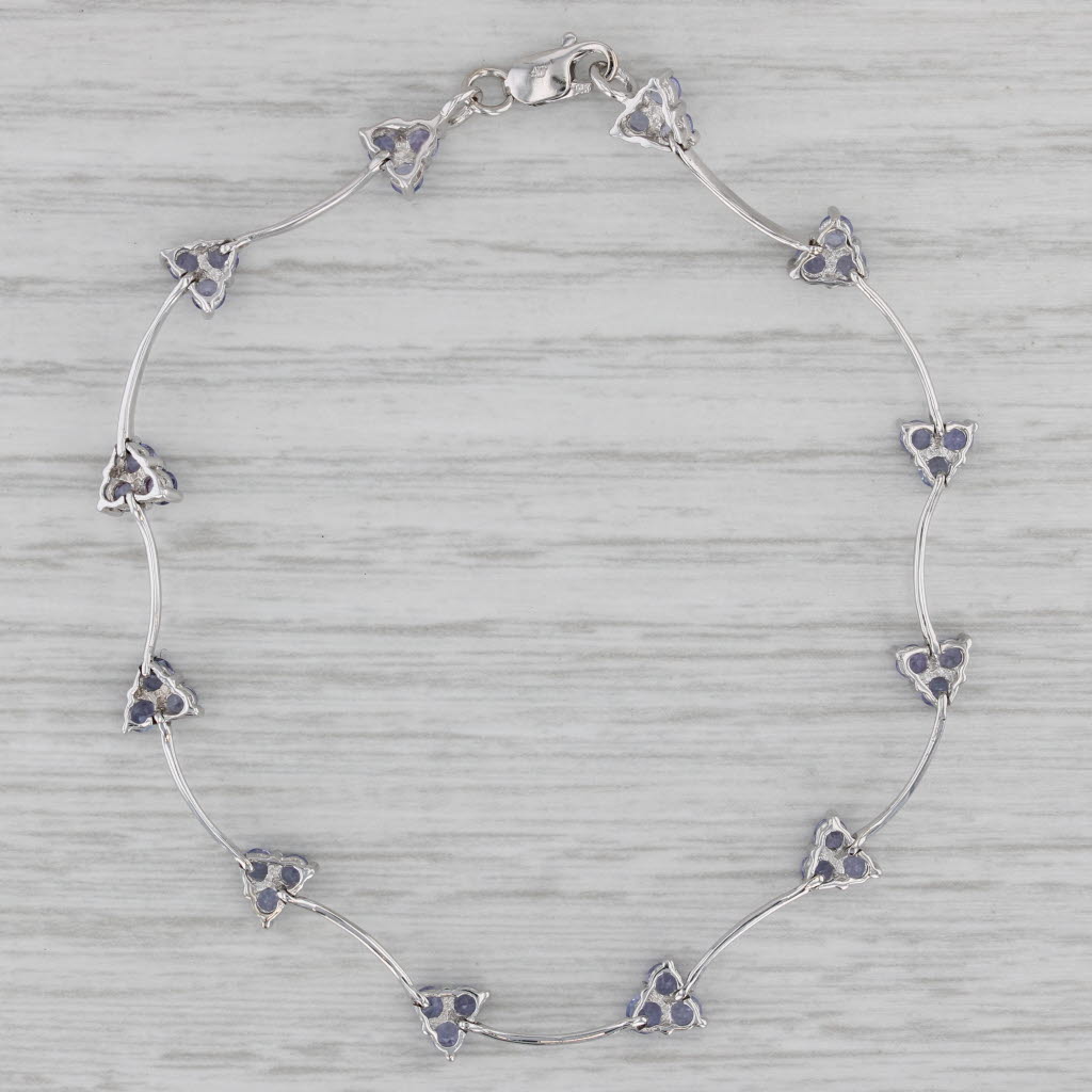 Gray 1.50ctw Tanzanite 14k White Gold Bar Link Bracelet