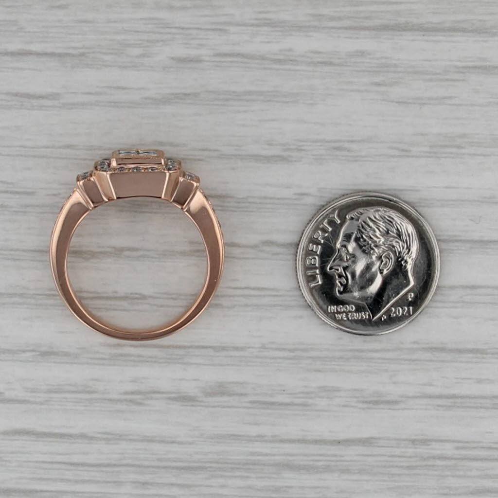 0.84ctw Diamond Halo Engagement Ring 18k Rose Gold Size 6.5-6.75