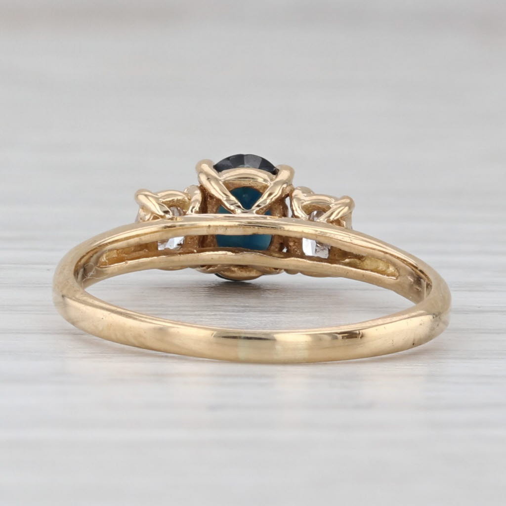 Light Gray 0.82ctw Oval Blue Sapphire Diamond Ring 18k Yellow Gold Size 6.75